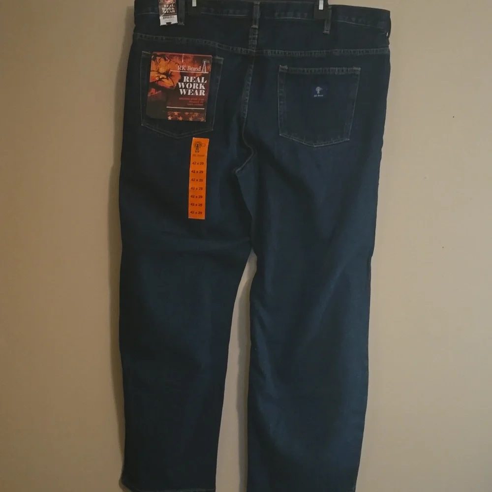 New RK Brand Men's 42x29 Real Workwear Dark‎ Wash Relaxed Fit 100% Cotton Jeans
